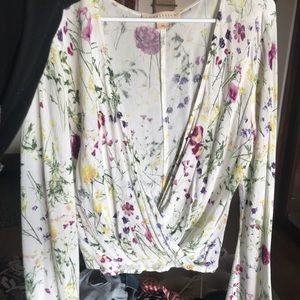 White floral blousy top